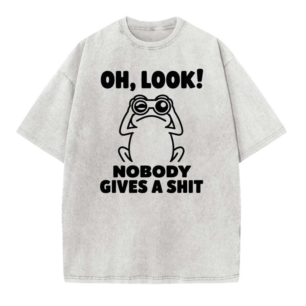 Funny Frog Graphic Printed Washed T-shirt